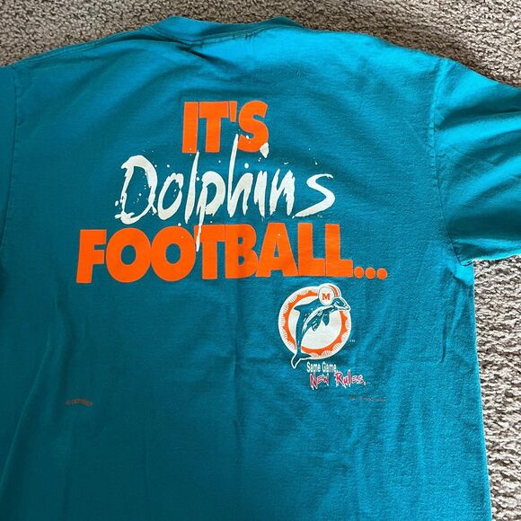 VTG 1995 Miami Dolphins It’s Not Just Football Shirt Nutmeg‎ Lee Mens Size Large - Picture 3 of 9